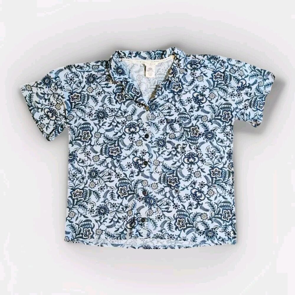 Lucky Brand Women’s Pajama Top - Mini Denim Floral - Size L Fast Shipping